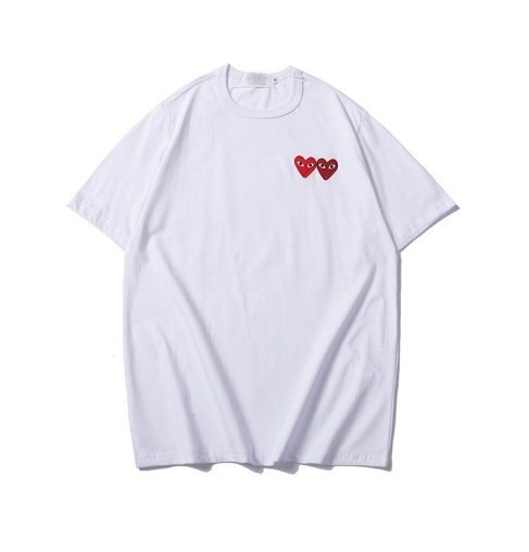 camisa blanca con doble corazón de comme des garçons
