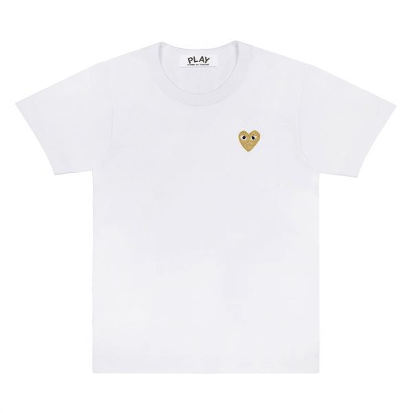 camiseta bÁsica play emblema dorado blanca