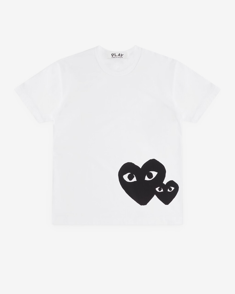 camiseta doble corazón blanca
