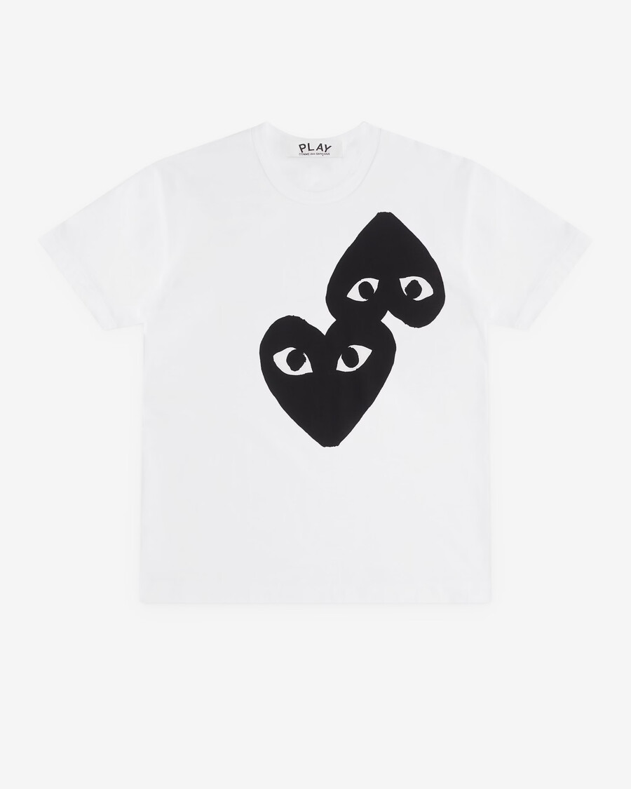 camiseta doble corazón blanca
