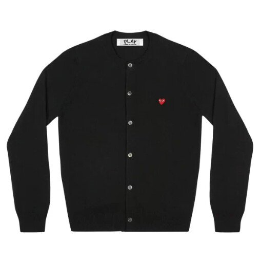 cÁrdigan de mujer cdg con pequeÑo corazÓn rojo negro