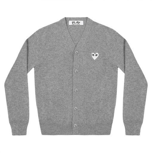 cÁrdigan play hombre corazÓn blanco serie natural gris claro