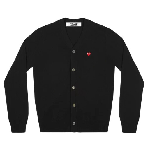 cÁrdigan play para hombre con pequeÑo corazÓn rojo negro