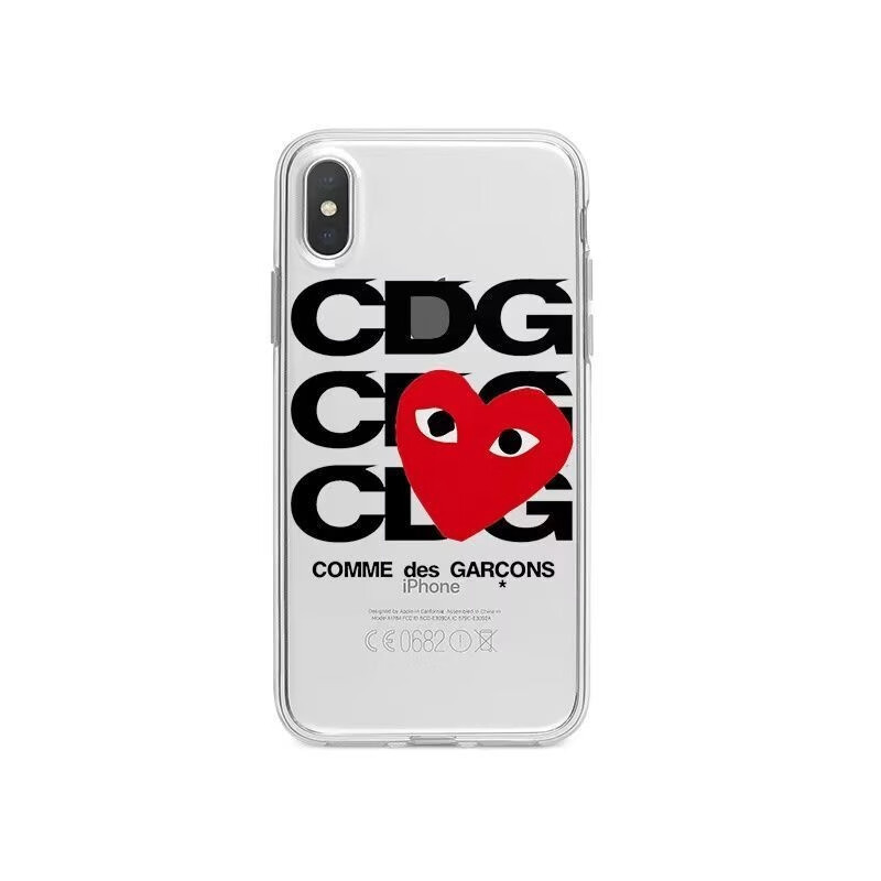 funda transparente cdg para iphone con mini corazón