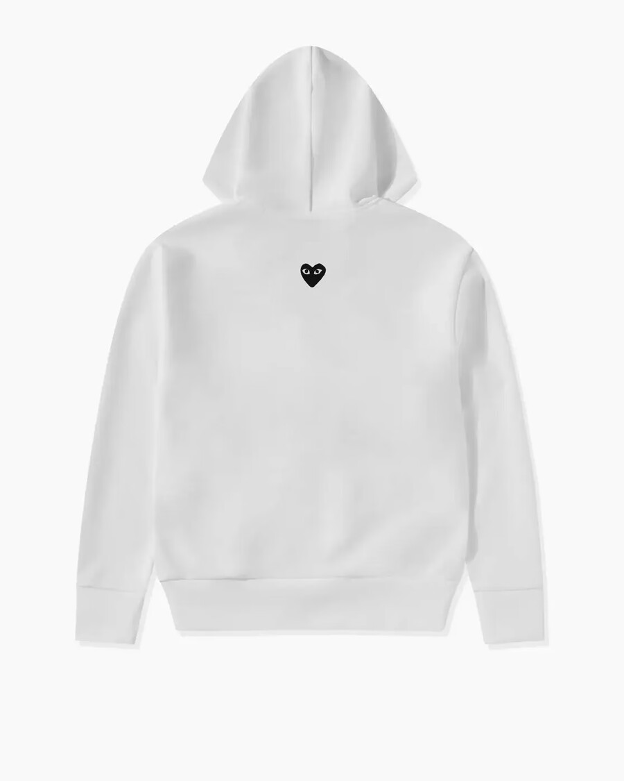 sudadera con capucha unisex cdg con cremallera y corazón negro invertido en blanco