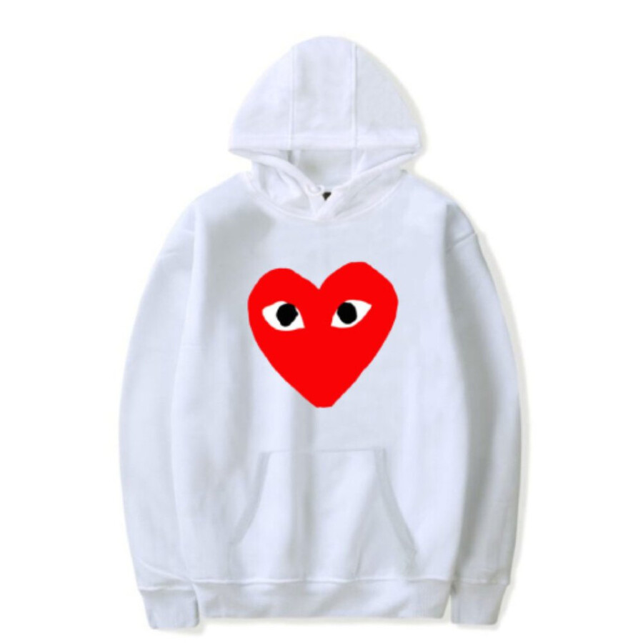 sudadera con capucha big red heart de comme des garçons