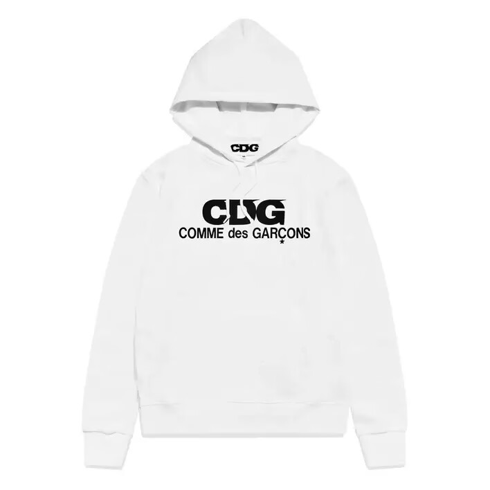 sudadera con capucha comme des garçons cdg logo blanco