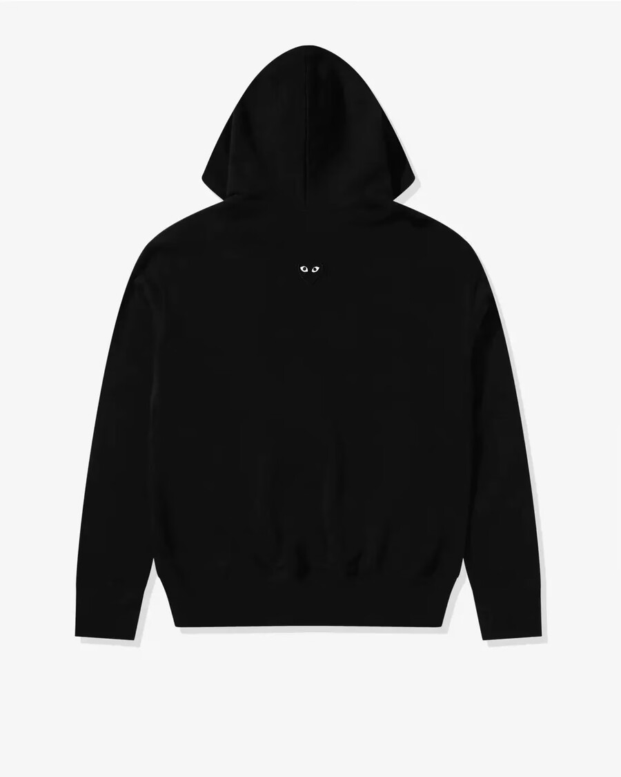 sudadera con capucha unisex con cremallera y corazón negro invertido cdg play