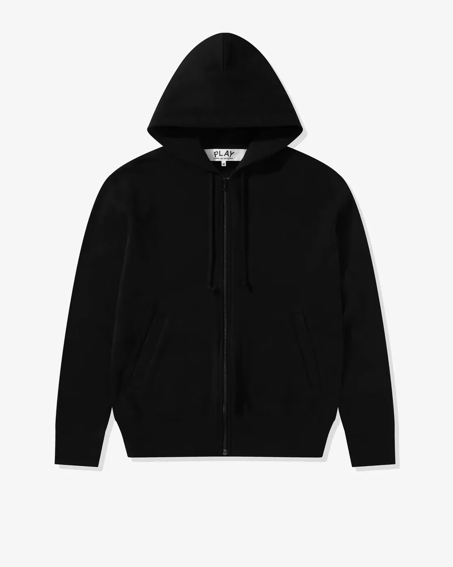 sudadera con capucha unisex con cremallera y corazón negro invertido cdg play